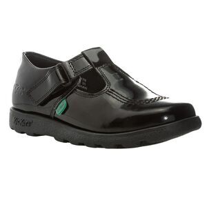 Kickers Girls Fragma Patent Leather T-Bar Shoes / Black